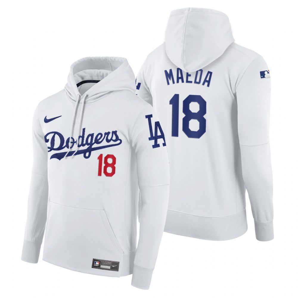 Men Los Angeles Dodgers #18 Maeda white home hoodie 2021 MLB Nike Jerseys